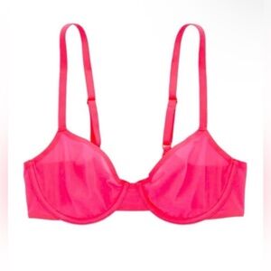 SMOOTHEZ Mesh Unlined Bra dark  pink FULL COVERAGE nwt